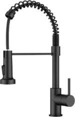 Heavy-Duty Spring Kitchen Sink Mixer Tap with Hose – Brushed Black