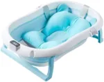 Foldable Baby Bathtub with Temperature Sensing, Collapsible Bath Tub - Blue