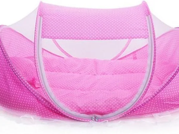 Portable Folding Infant Newborn Baby Anti-Mosquito Cradle Bed Tent - Pink