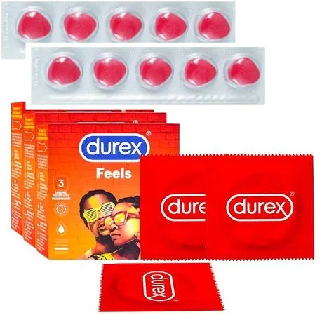 Durex Feels 3 Set Condoms With 10 Performance Smonks Brand Tablets