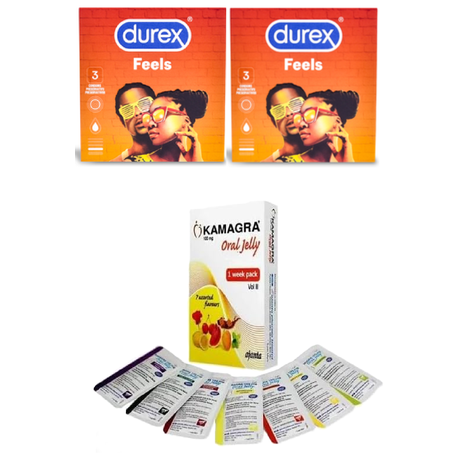 Durex Feels 2 Set Condoms With Oral Jelly Sex Booster 7 day Pack